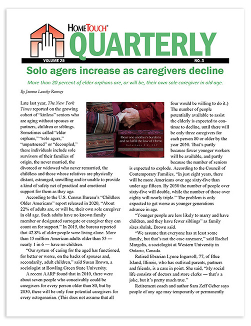 Hometouch Ministry quarterly newsletter example